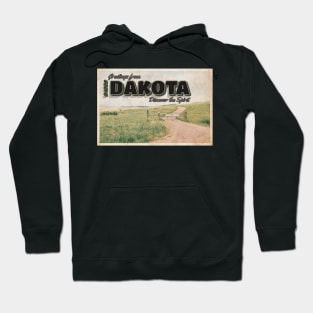 Greetings from North Dakota - Vintage Travel Postcard Design Hoodie